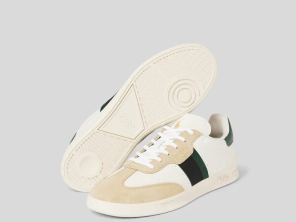 Leather sneakers with contrasting trim in white