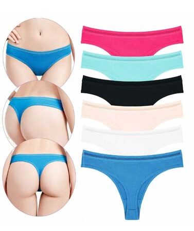6 PACK PURE COTTON THONG PANTIES