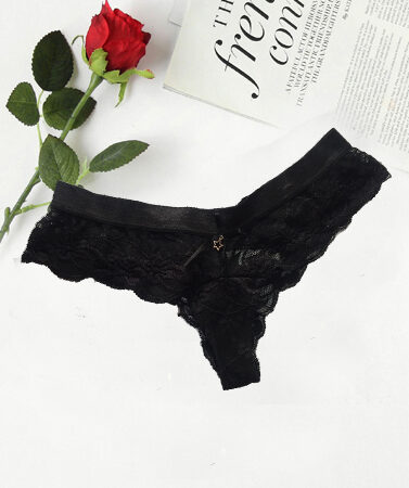 BODY Black Ruched Booty Cheeky Lace Hipster