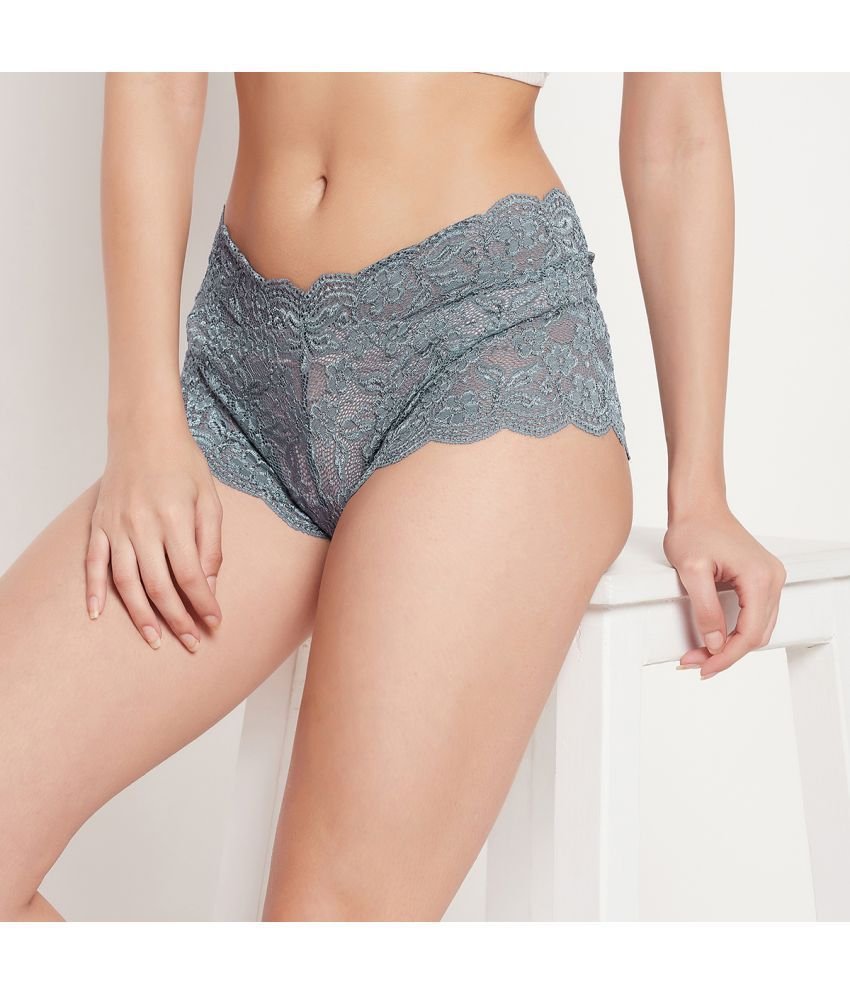 Grey Lace Solid Women's Boy Shorts