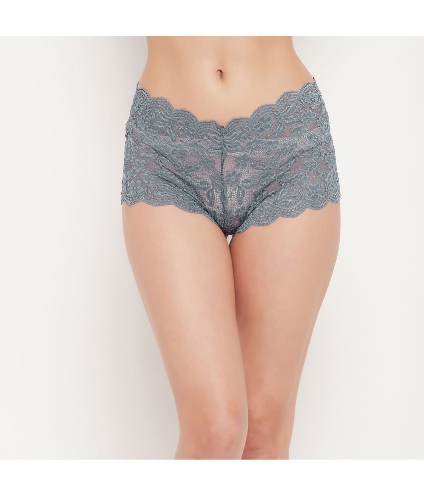 Grey Lace Solid Women's Boy Shorts