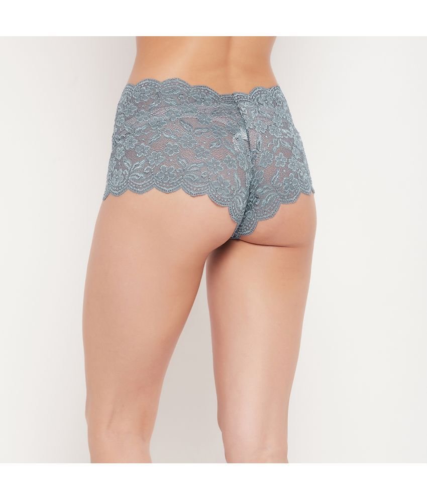 Grey Lace Solid Women's Boy Shorts