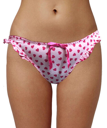 Ladies Cute Heart Print Ruffle Plush Thong(sold out)