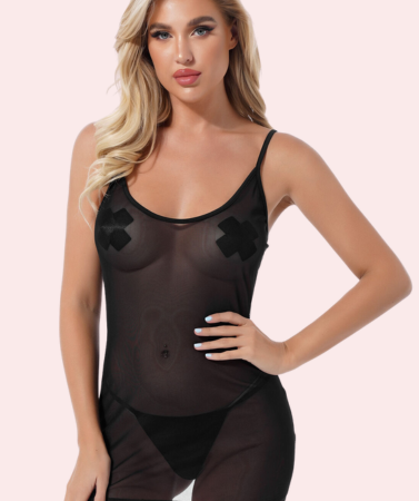 Sexy see through black mesh Chemise