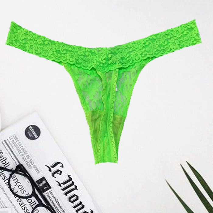 Snazzy Soft & Flexible Neon Green Lace Thong(SOLD OUT) - Image 3