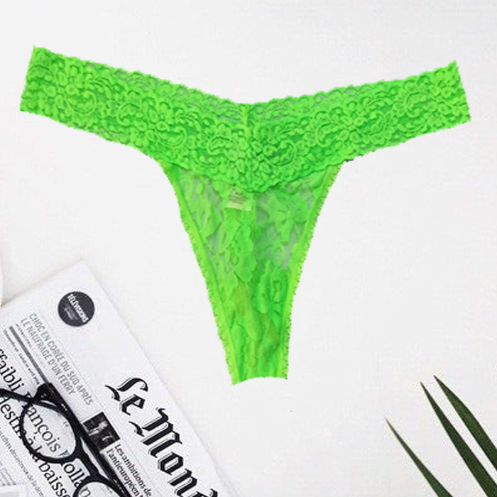 Snazzy Soft & Flexible Neon Green Lace Thong(SOLD OUT) - Image 2