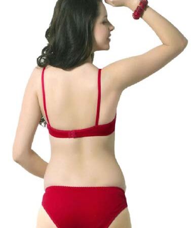 Cute Solid Red Pure Cotton Bra Panty Set