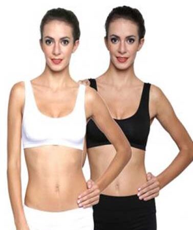 Black White Medium Support Sports Bra Sets