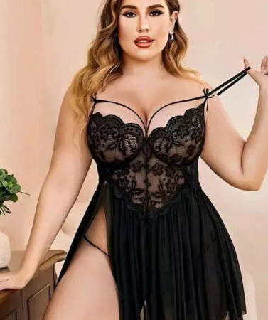 French Daina Lace and Mesh Babydoll Nightwear