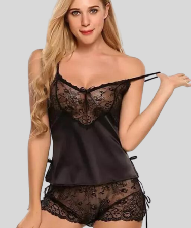 French Daina Black Babydoll Nightwear