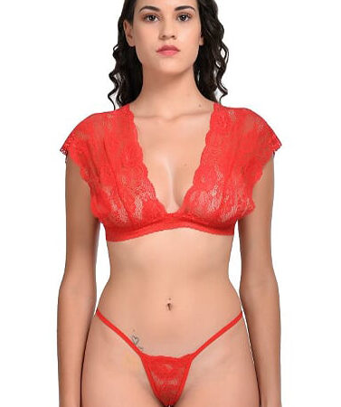 Very Sexy Red Lace Bra G-String Set