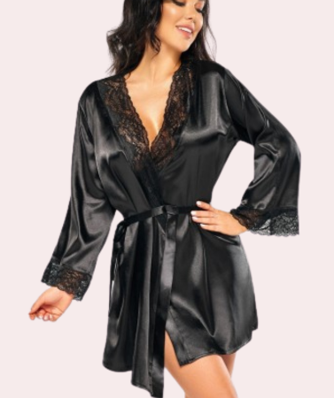 Sexy Black Silk Robe for Women, Perfect for Hot Nights