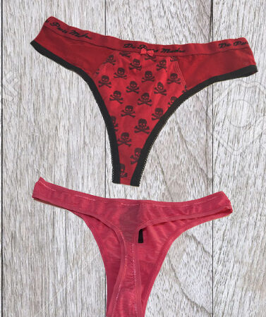 Seductive Soft Red And Pink Thong Panties Set Of 2