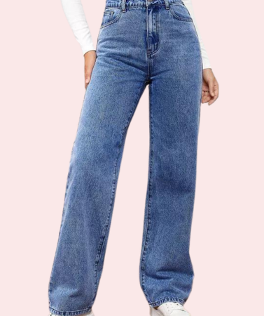 High Waisted Washed Straight Leg Jeans for Women
