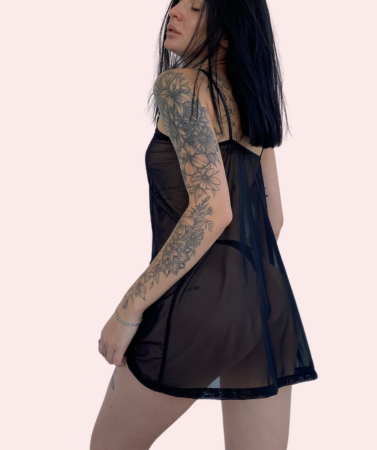 Sheer Black Negligee Night Dress for Plus Size