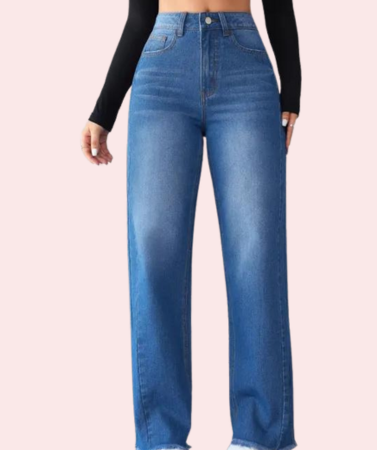 Wide-Leg Casual High-Waist Non-Elastic Jeans for Women