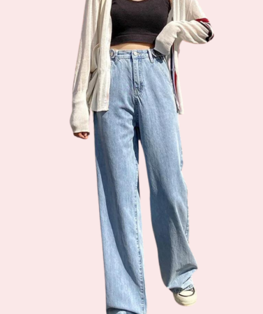 Women's Stylish High Waist Wide Leg Straight Jeans