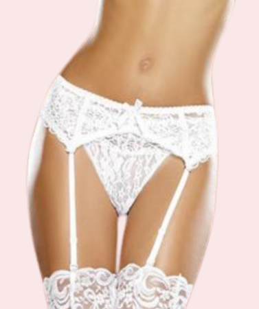 Elegant White Floral Lace Garter Belt