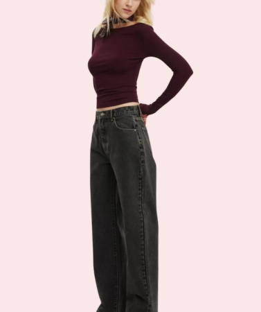 Women's Loose Straight Jeans in Smokey Black Denim