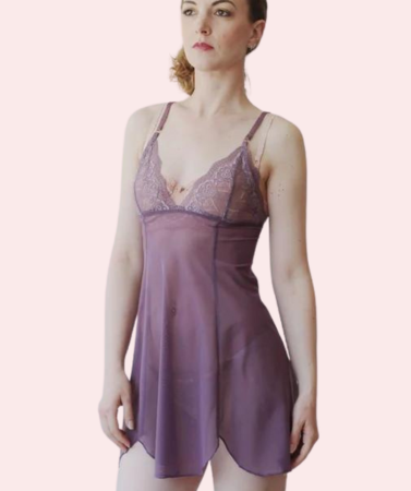 Sheer Mesh Nightgown Slip for Plus Size Women