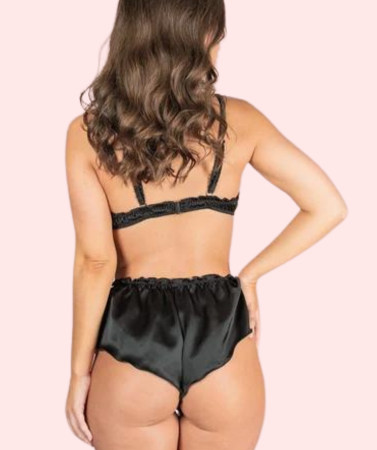 Luxurious Black Satin French Knickers