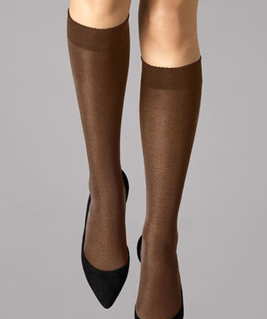 3 Pairs Gentle Brown Sheer Toe Knee High Stockings