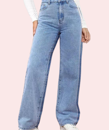 Women's Fashionable Washed High Waist Straight Jeans
