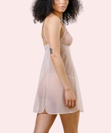 Plus Size Sheer Nightwear with Lace Cups