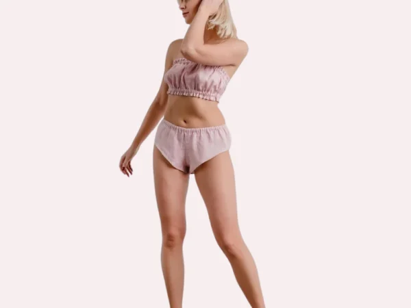 French Daina Organic Cotton Ruffled Bandeau & Vintage Knickers Set