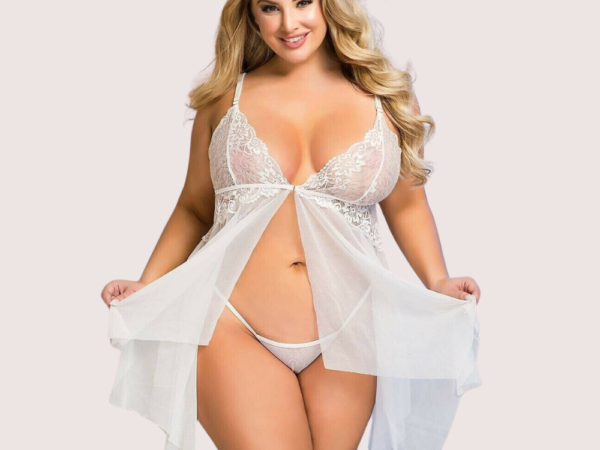 Douce Passion White Lace Trim Babydoll