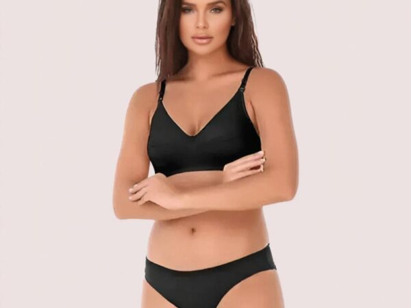 Timeless Black Cotton Bra Set